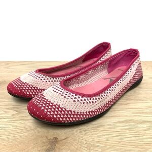 Adrienne Vittadini Sport Knit Ballet Flats Size 8 Pink Pattern Comfort‎ Slip On